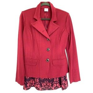 Cabi Style #3175 Rhubarb Red Outing Jacket Size 4 & Matching Blouse Tank Top EUC
